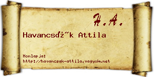 Havancsák Attila névjegykártya